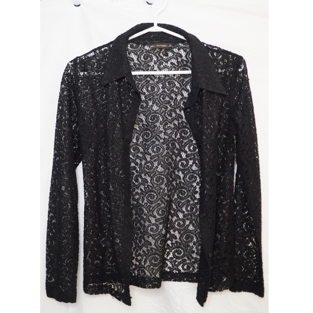 Black Lace Button Down